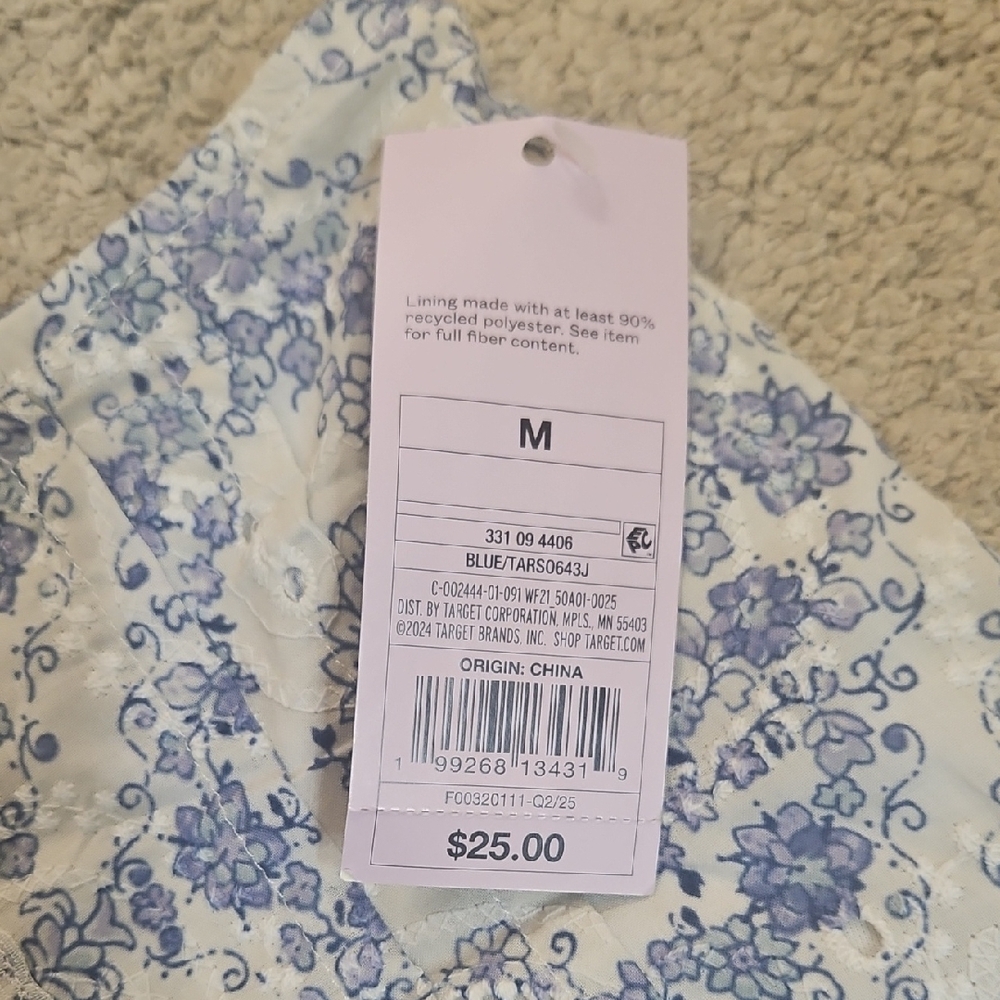 Wild Fable Above Knee Godet Full Skirt Blue Floral Size M NWT - Picture 7 of 7